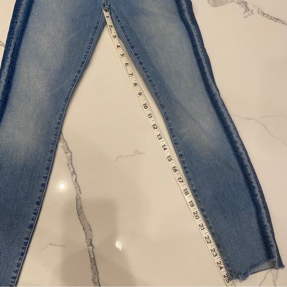 Mother Stunner Zip Ankle Step Fray in Light Kitty Racer Blue Denim Jeans size 25 - Picture 9 of 12